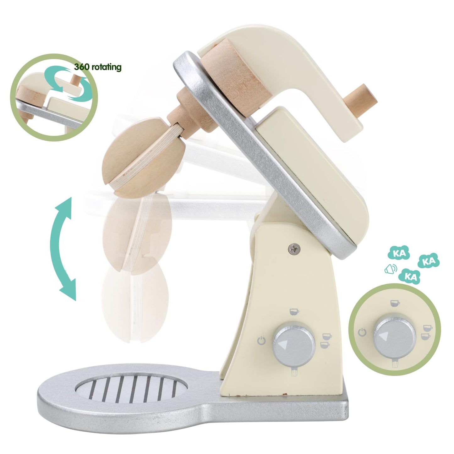 Giant Bean Wooden Toy Mixer, Kids Play Kitchen Accessories, Pretend Play Toy Blender For Boys Girls Ages 3+