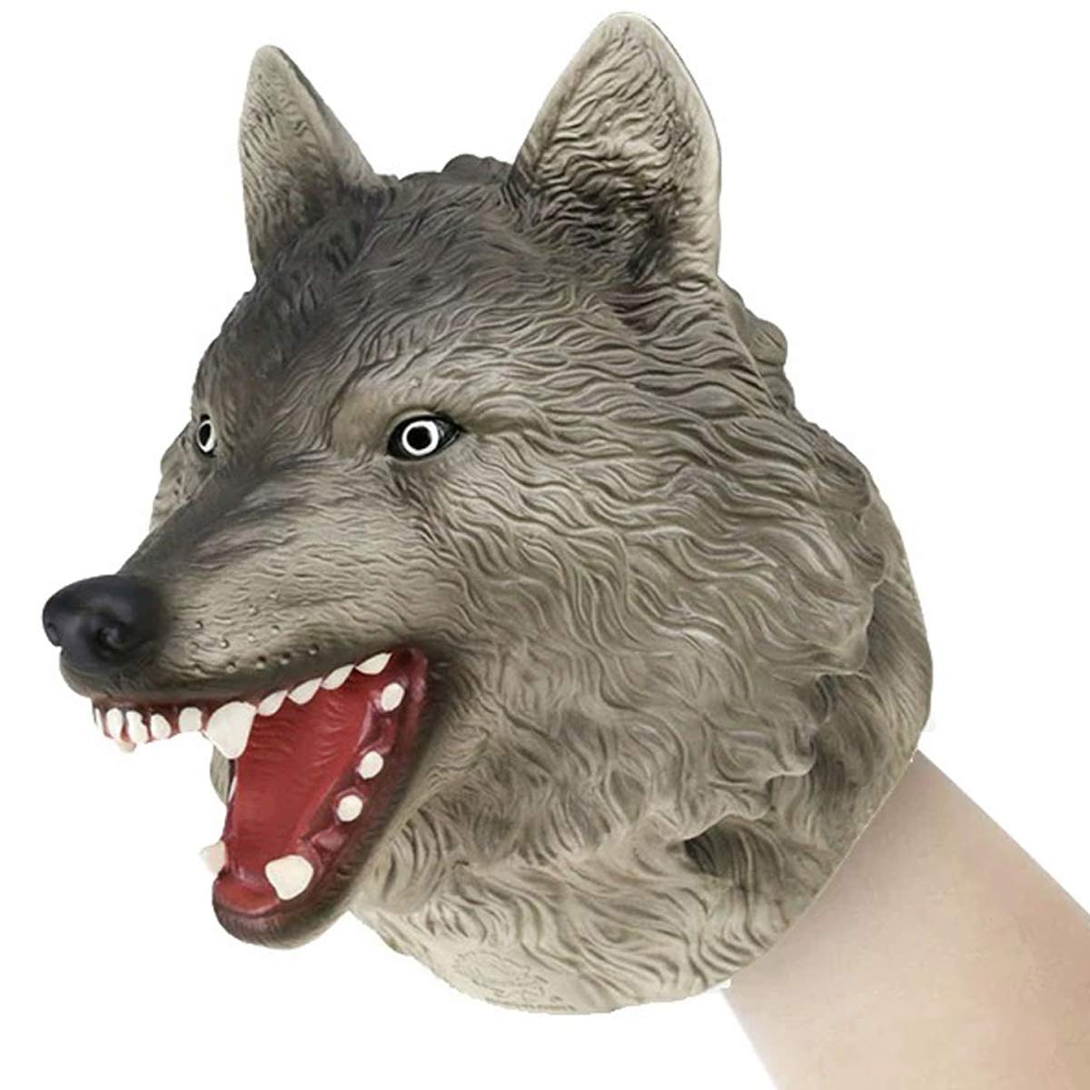 Gemini&Genius Animal Hand Puppet For Kids Soft Rubber Realistic Action Figure Role Play Toys(Wolf)