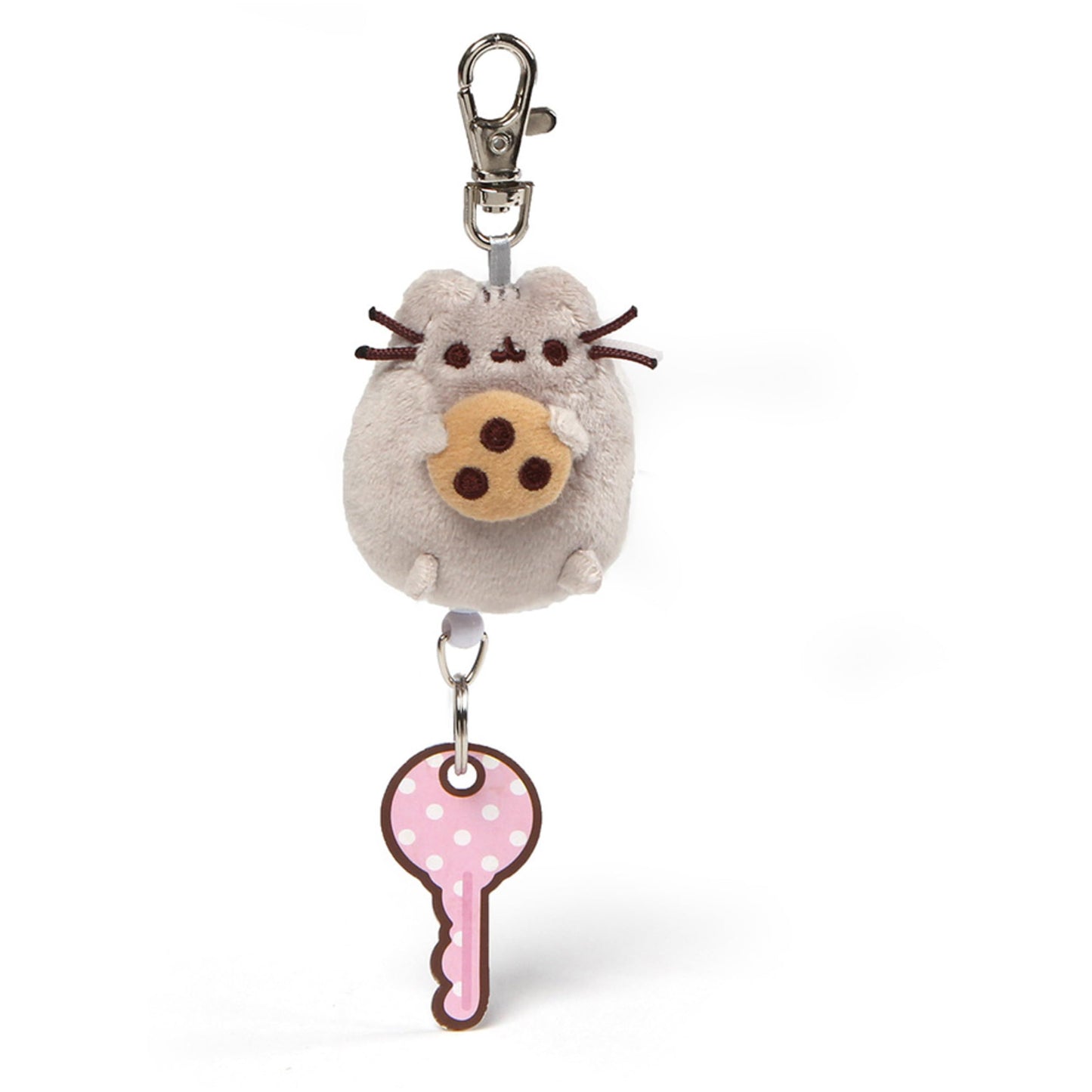 Gund Pusheen With Cookie Plush Retractable Keychain, 2.5''