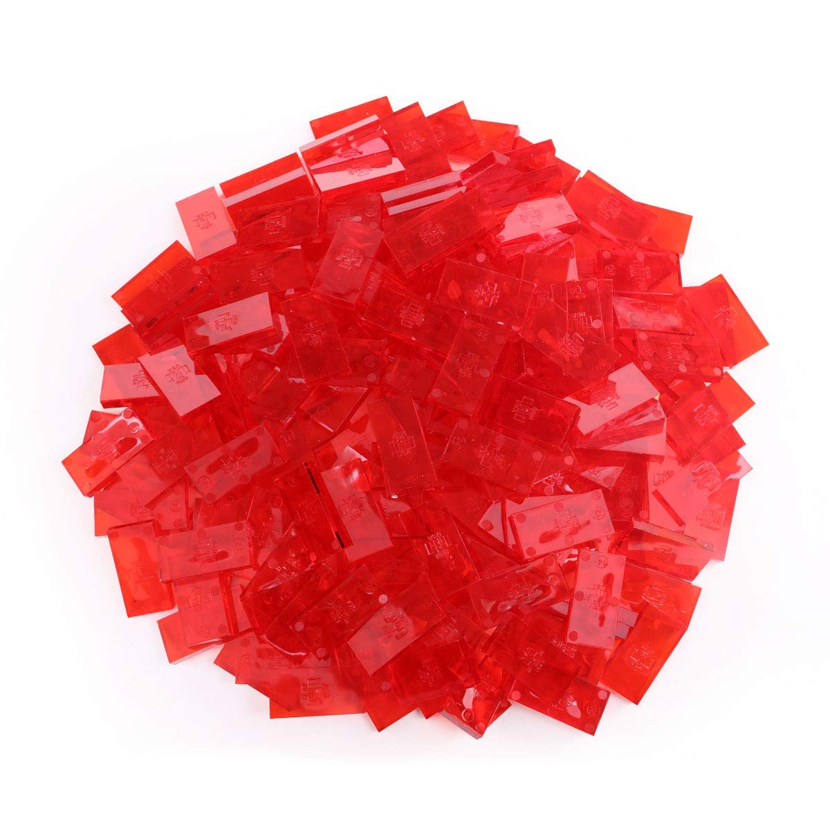 Bulk Dominoes Plastic Bulk 100pcs - Building and Stacking and Chain Reaction Toppling STEAM Toy Blocks for Kids (Clear Red)