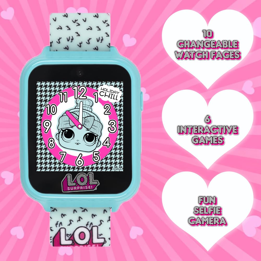 Accutime Kids Lol Surprise Light Blue Educational Touchscreen Smart Watch Toy For Girls, Boys, Toddlers - Selfie Cam, Learning Games, Alarm, Calculator, Pedometer & More (Model: Lol4299Az)