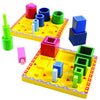 Constructive Playthings Wooden Tube Sorting Blocks To Explore Color And Size Gradation; Each Board Is 8'' Sq. And Tallest Tube I