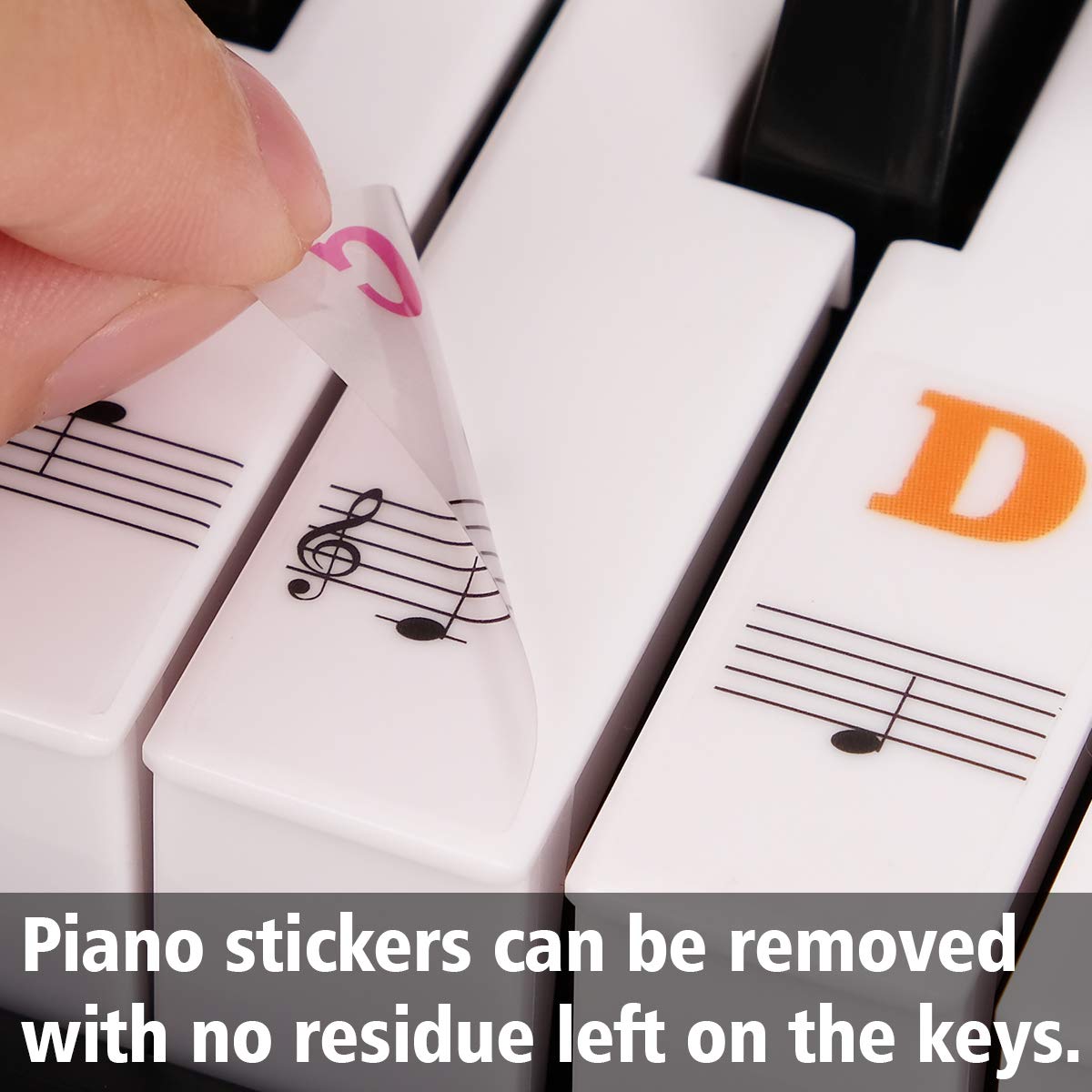 Piano Stickers For Keys, Eison Colorful Piano Keyboard Stickers For 88/61/54/49/37 Full Set Stickers Kids Learning Piano, Removable, Leaves No Residue, Multi-Color,Great Children'S Gift