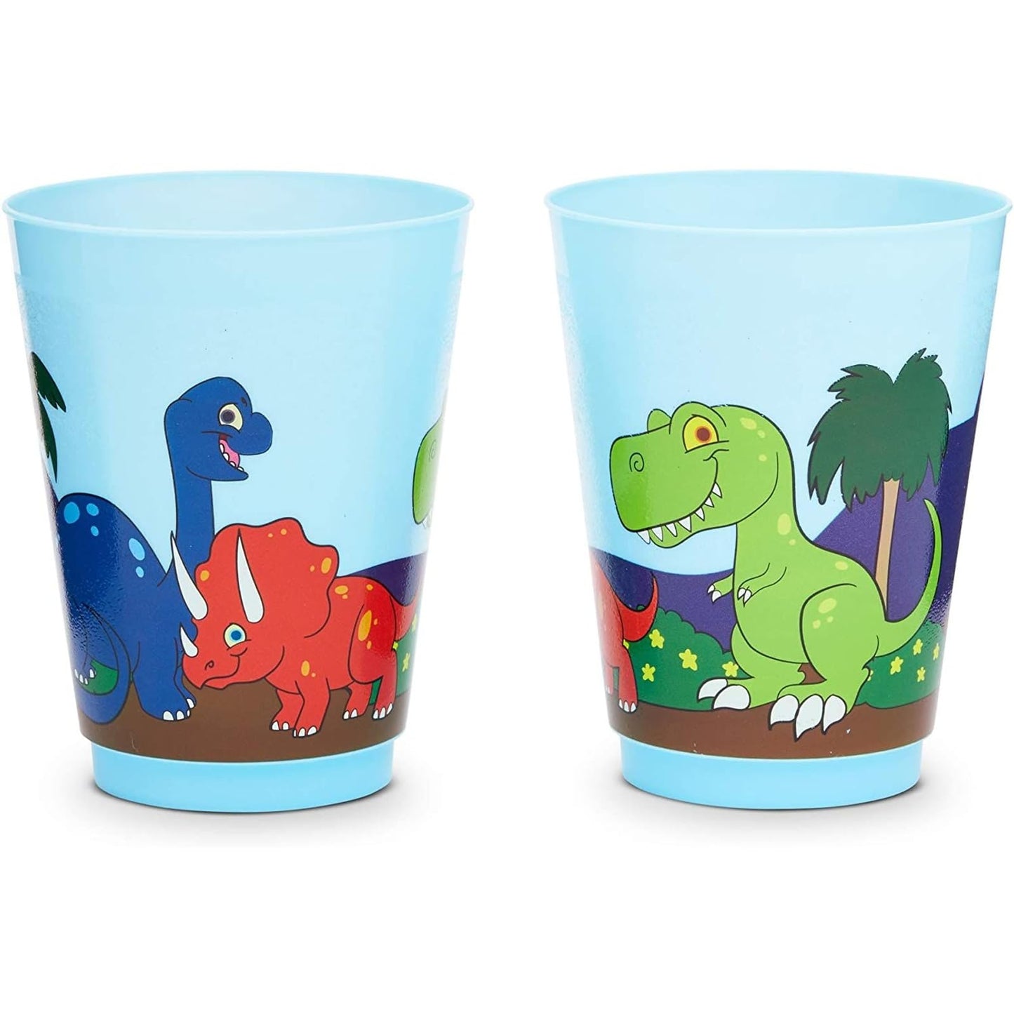 Blue Panda 16 Pack Plastic Dinosaur Cups For Kids, Cartoon Dino Party Favors For Birthday Party Supplies (16 Oz)