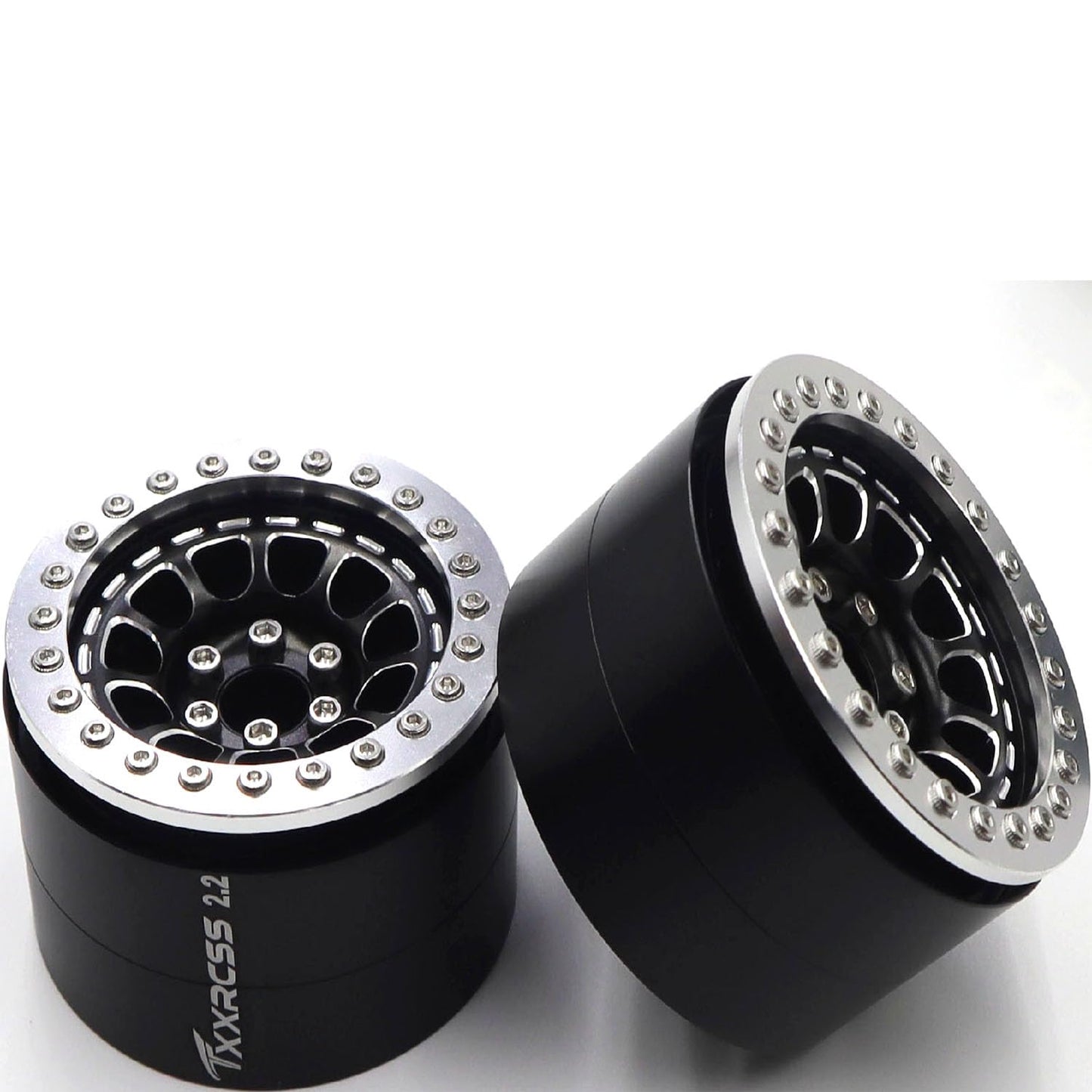 Txxrcss RC 2.2 Aluminum Alloy Beadlock Wheels and Tires Upgrades Accessories Rims for 1/10 SCX10 TRX4RC4WD and D90 RC Crawler Ax