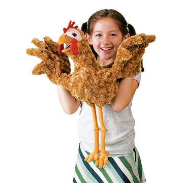 Folkmanis Chicken Two-Handed Puppet, Orange-Red, 1 Ea