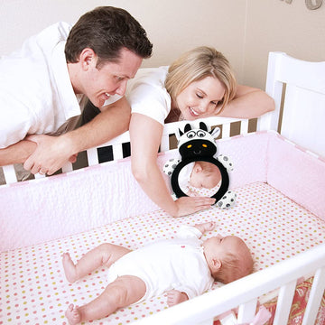 Inbeby Baby Mirror Toys, Multi-Function Baby Mirror High Contrast Black and White, Tummy Time Mirror Easy to Install, Baby Infan