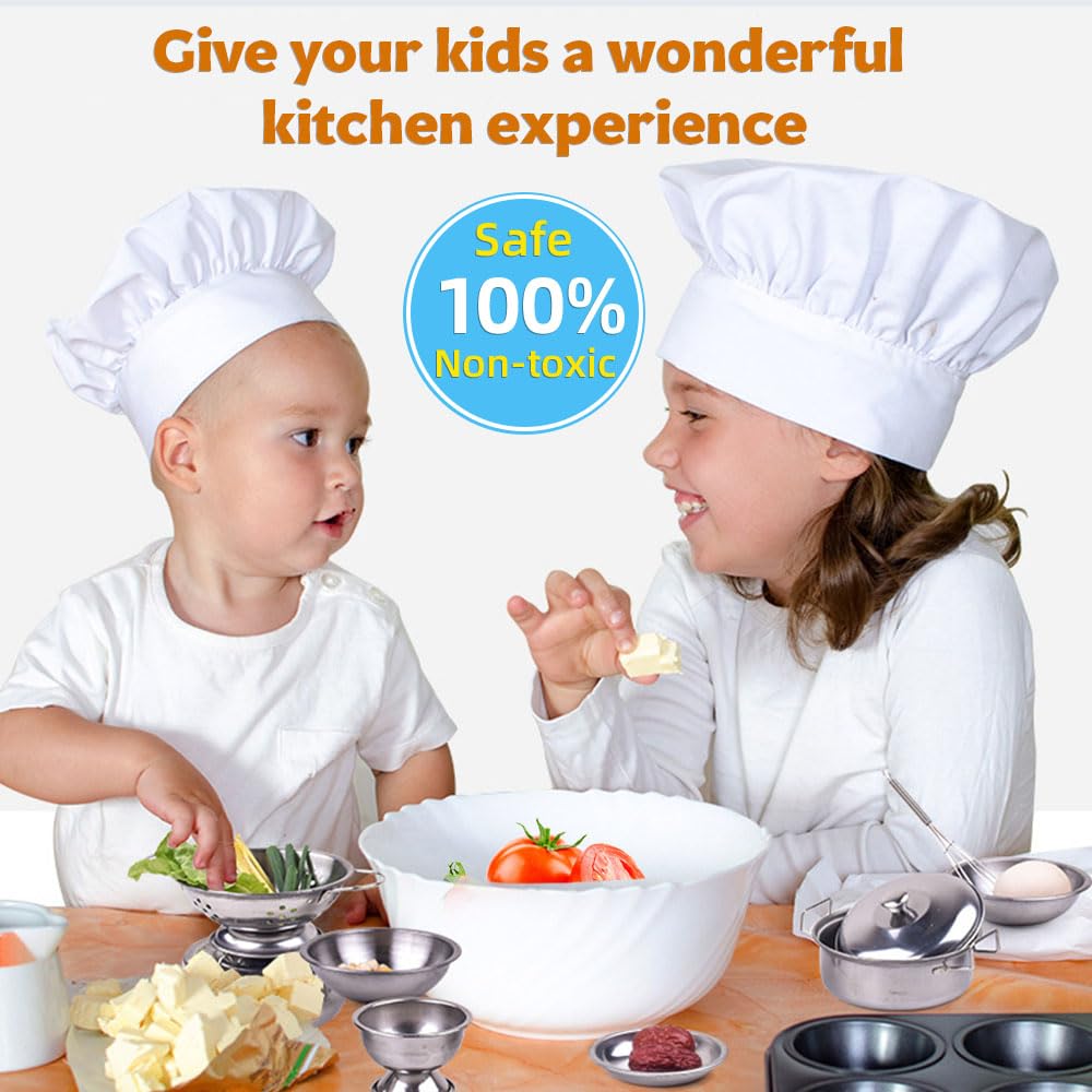 Classic Stainless Steel Kitchen Toys Cooking Utensils Set-Pretend Play Pots Pans Toy Cookware Kits for Kids Cooking Utensil Set