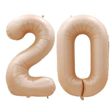 Goer Number 20 Balloons For 20Th Birthday Party Decorations,42 Inch Jumbo Foil Helium Balloons For 20Th Anniversary (Caramel)
