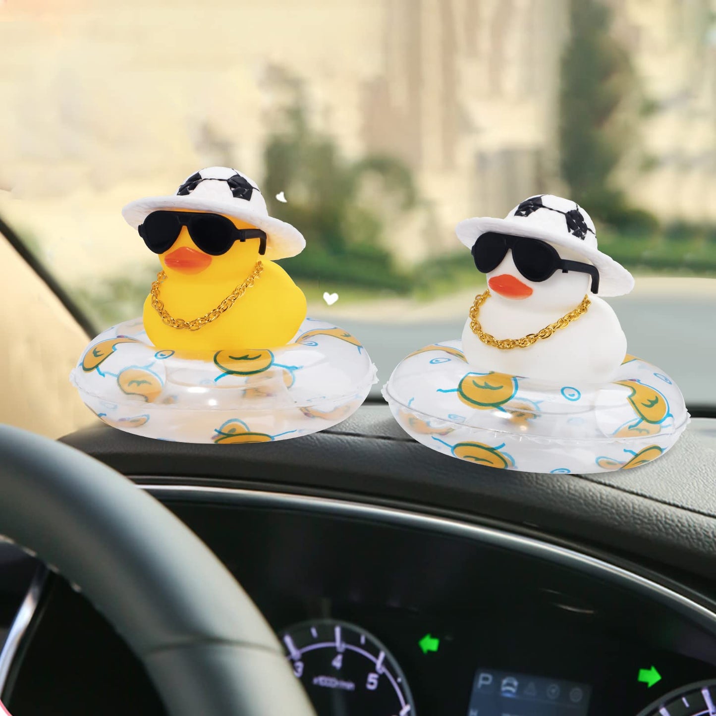 Wonuu Car Accessories Rubber Ducks Dashboard Decorations Rubber Duck Pink Accessories Dashboard Duck Car Decorations Car Ducks For Dashboard Car Duck Car Dashboard Decorations, Football Hat&White