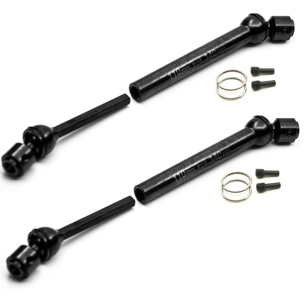 Que-T 2 Pcs Steel 110Mm-140Mm Drive Shafts For 1/10 Axial Wraith/Scx10/Dingo/D90 Rc Crawler Car (110Mm-140Mm)
