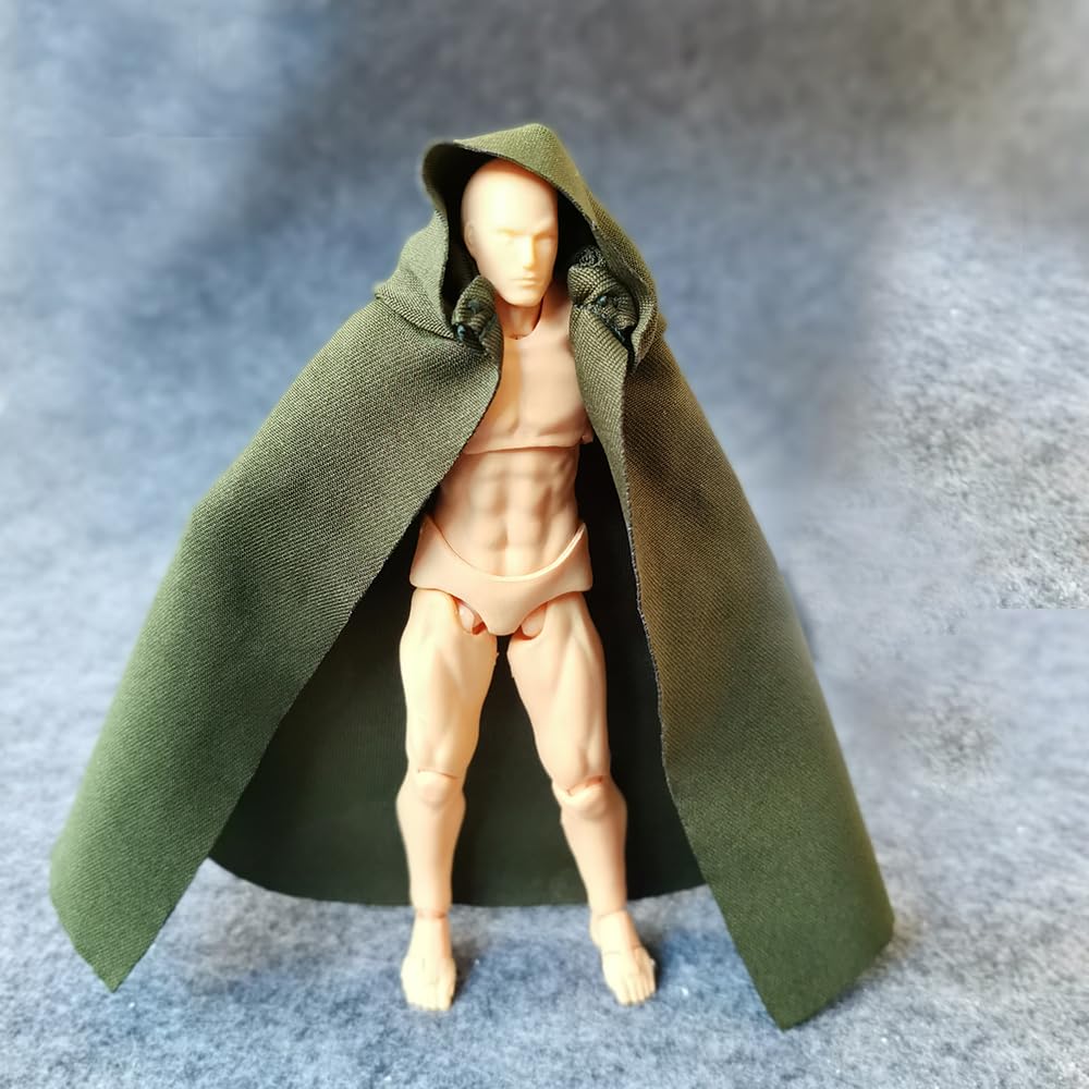 Ssbeauty M 1:12 Scale Fabric Cape Cloak With Hat For 6 Inch 1/12 Action Figure Clothes (Green Cloak)
