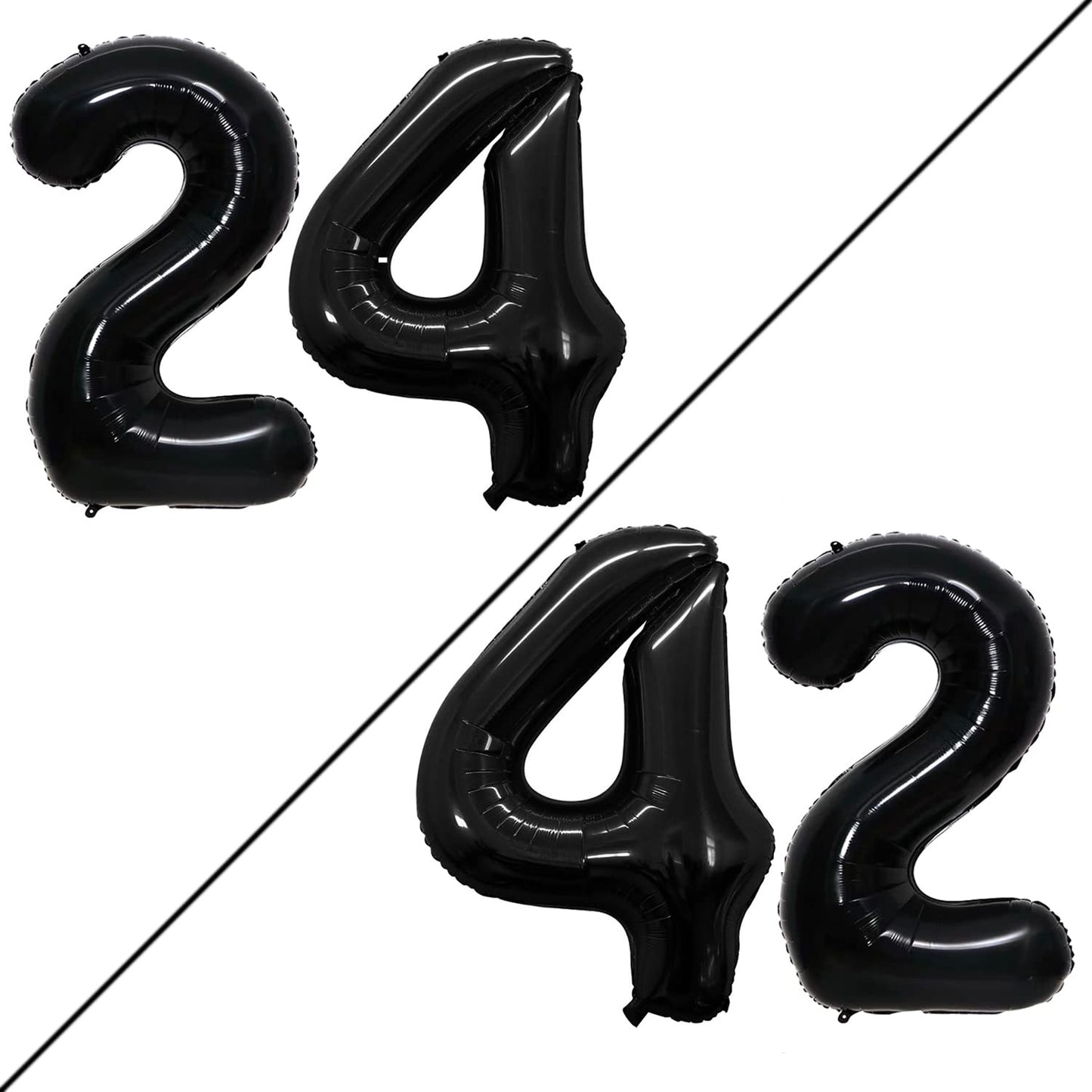 Goer Number 24 Balloons For 24Th Birthday Party Decorations,42 Inch Jumbo Foil Helium 42 Balloons For 42Nd Birthday Party Decoration (Black)