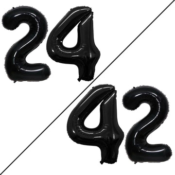 Goer Number 24 Balloons For 24Th Birthday Party Decorations,42 Inch Jumbo Foil Helium 42 Balloons For 42Nd Birthday Party Decoration (Black)