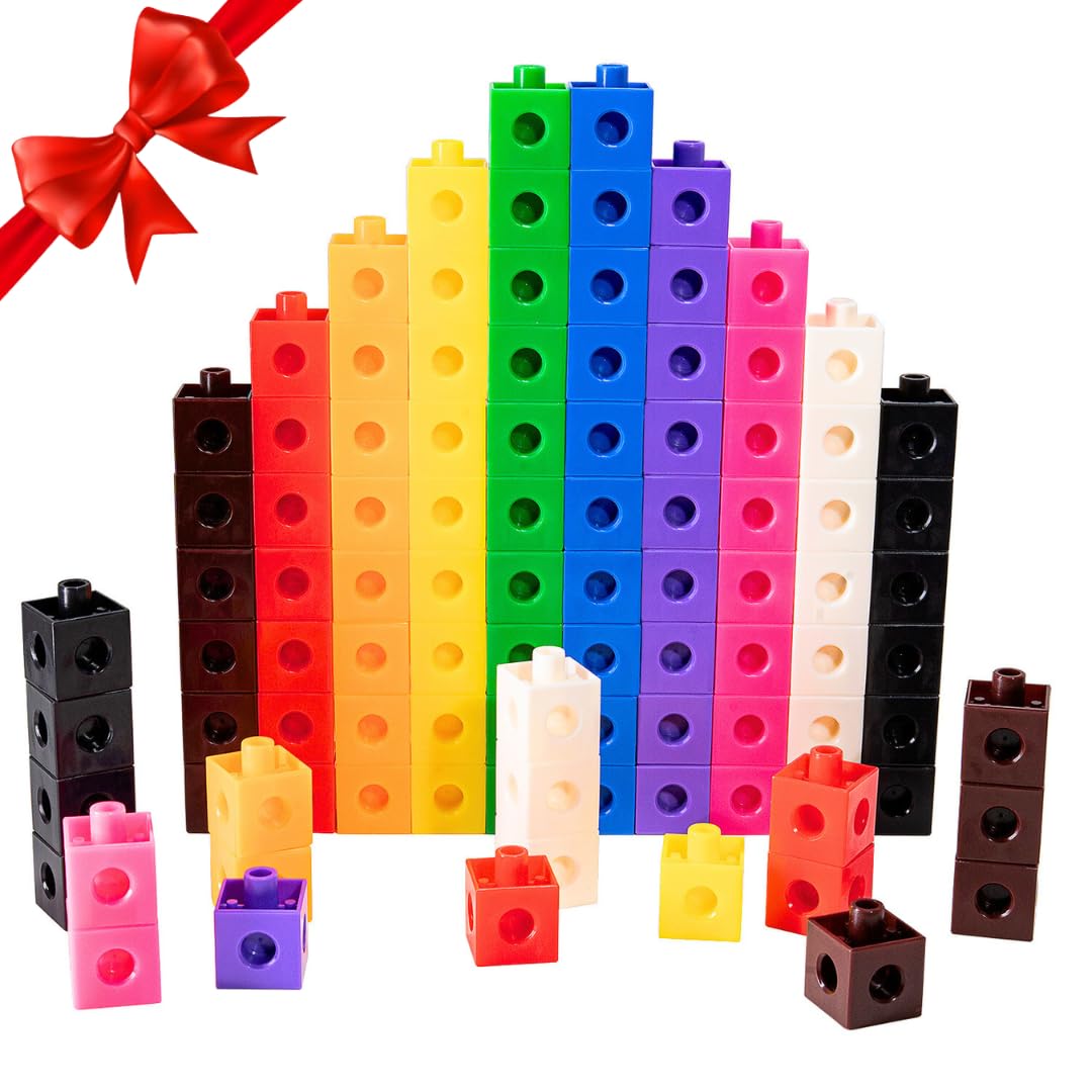 TOYLI 100 Piece Linking Cubes Set Counting Blocks STEM Connecting Blocks Math Manipulatives Educational Toys for 5 Year Old