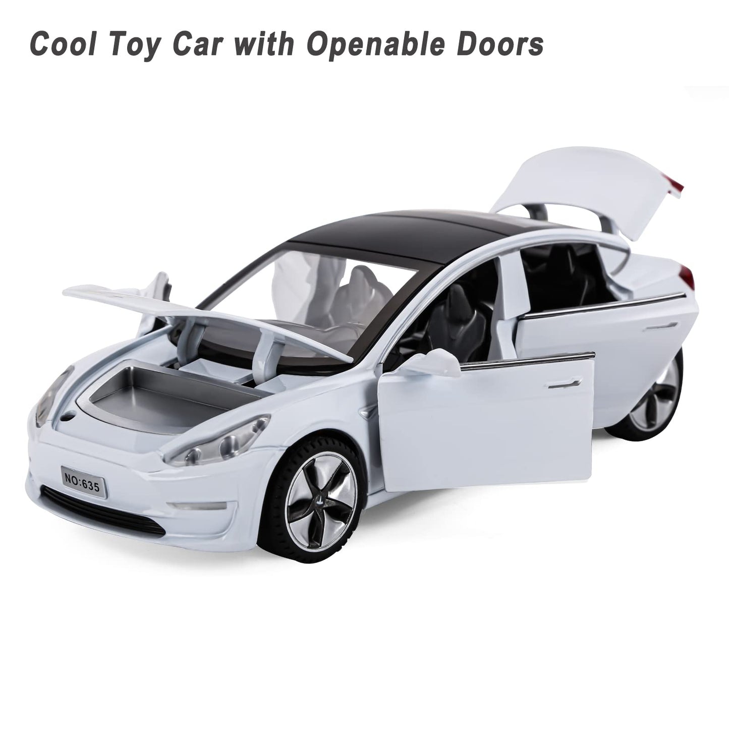 Toy Car Model 3 Diecast Metal Model Cars Pull Back car for Boys and Girls Age 3 - 12 Years Old (White)