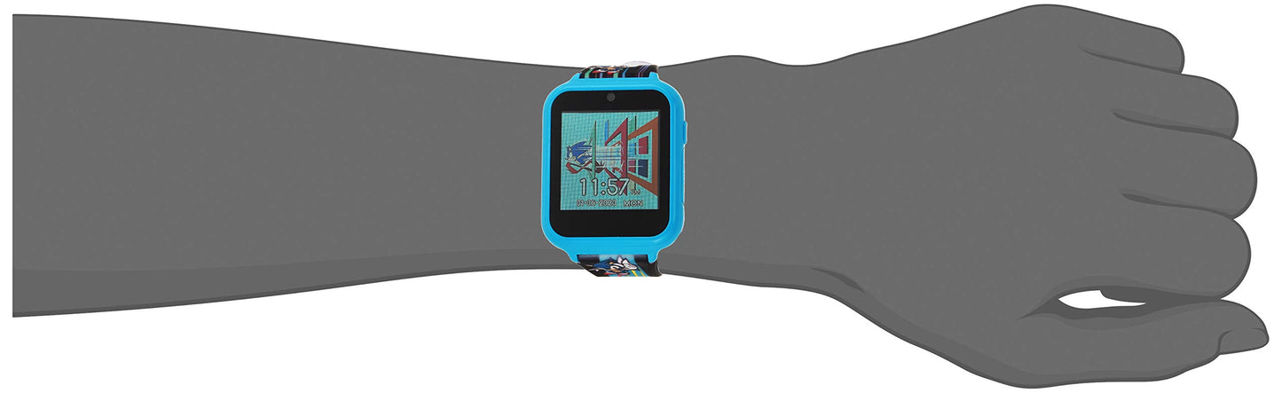Sonic The Hedgehog Kids Smart Watch - Interactive Touchscreen With Games, Selfie Camera, Step Tracker, Alarm, And Printed Silicone Strap - Fits Wrists 5.5' To 8.0'