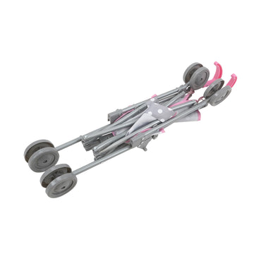 509 Crew: Cotton Candy Pink: Umbrella Doll Stroller - Pink, Grey, Polka Dot - For Dolls Up To 24'', Foldable, Kids Pretend Play,