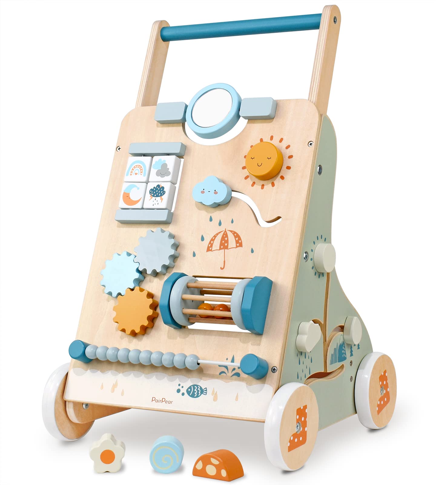 Pairpear Wooden Baby Walker, Toddler Push Walker Activity Center Toys With Shape Sorter, Montessori Walker Toy, Push Toys For Boys Girls 1 2 3 Year Old