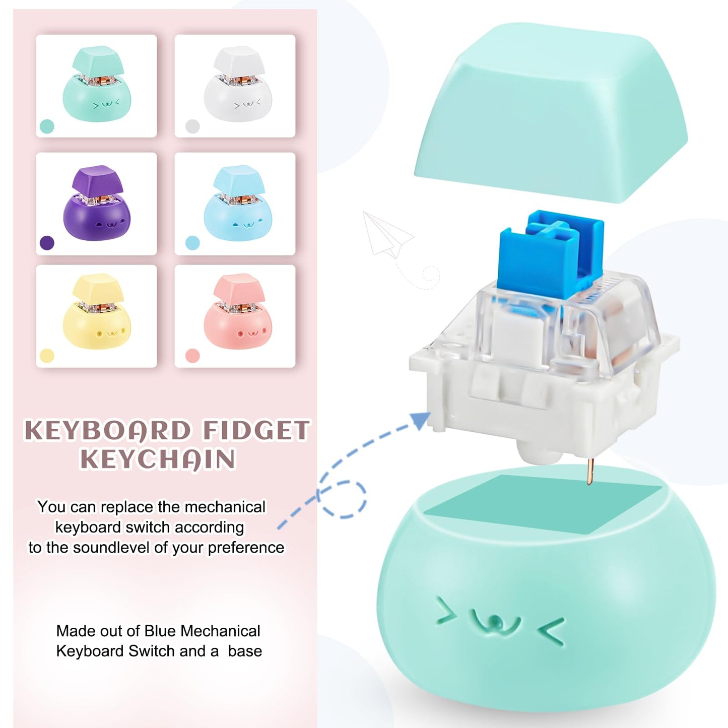 Taiyin 6 Pcs Decompression Toys Keyboard Clicker Toy Keyboard Cube Toy Mechanical Key Toy Keyboard Button Stress Relief for mature-themed Gifts to Relief Pass Time (Cute)