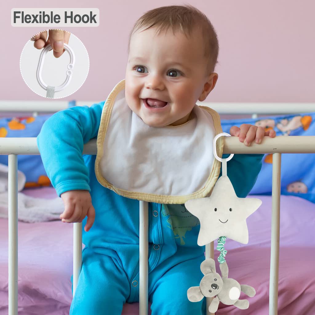 Blublu Park Baby Hanging Musical Toy With Music Box, Baby Lullaby Pull Musical Sensory Toys For Babies Boys And Girls, Clip On B