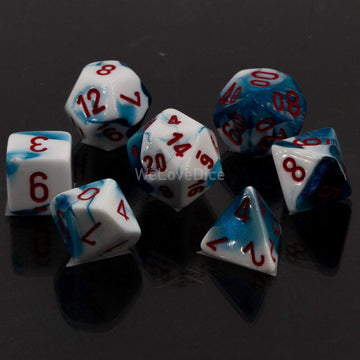 DND Dice Set-Chessex D&D Dice-16mm Gemini Astral Blue, White, and Red Plastic Polyhedral Dice Set-Dungeons and Dragons Dice Incl