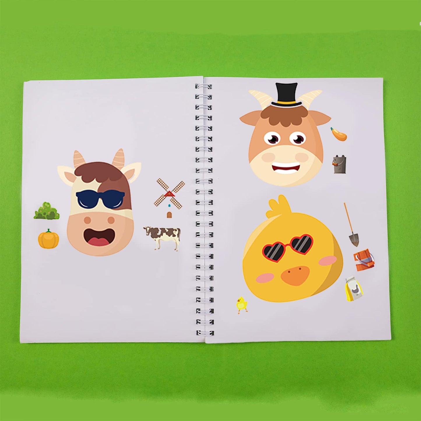 24 Sheets Farm Animal Make A Face Sticker Sheets For Kids Todders Activities, Make Your Own Stickers For Kids Birthday Party Fav