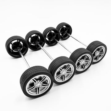 10PCS Toy Car Wheels 40mm Rubber Tire Wheels with Metal Shaft for RC Car Truck DIY Model Toy Wheel Replacement Accessories (3X40