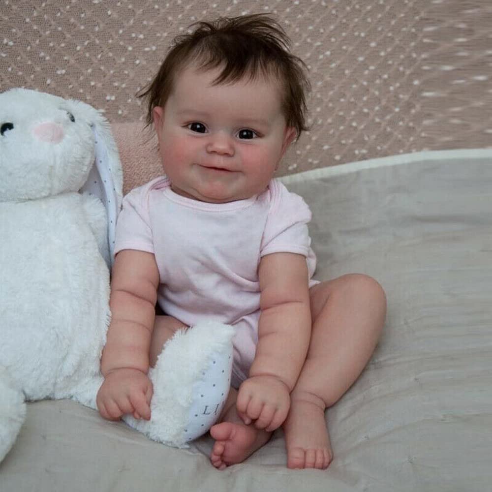 Meeler 20 Inch Reborn Baby Doll, Realistic Newborn Smiling Girl Dolls With Soft Silicone Vinyl And Cloth Body Reborn Dolls That Look Real Toddler Sweet Smile Kids Birthday Gift