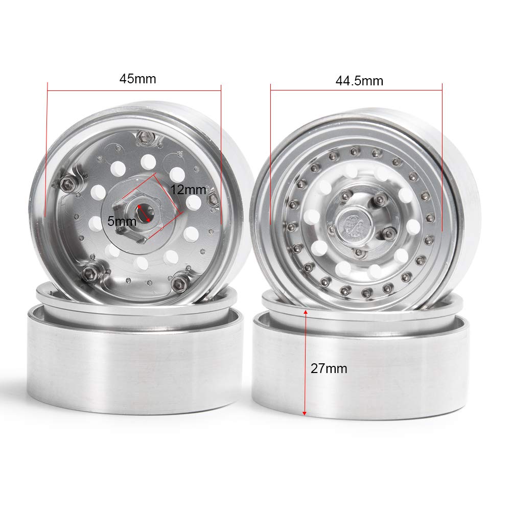 1.9'' Alloy Beadlock Wheel Rims for 1/10 RC-4WD D90 SCX10 90034 SCX10 III AXI03007 Rock Crawler