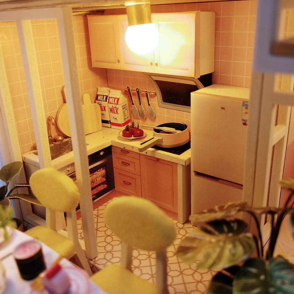 Gudoqi Diy Miniature Dollhouse Kit, Tiny House Kit With Furniture And Music, Miniature House Kit 1:24 Scale, Great Handmade Gift