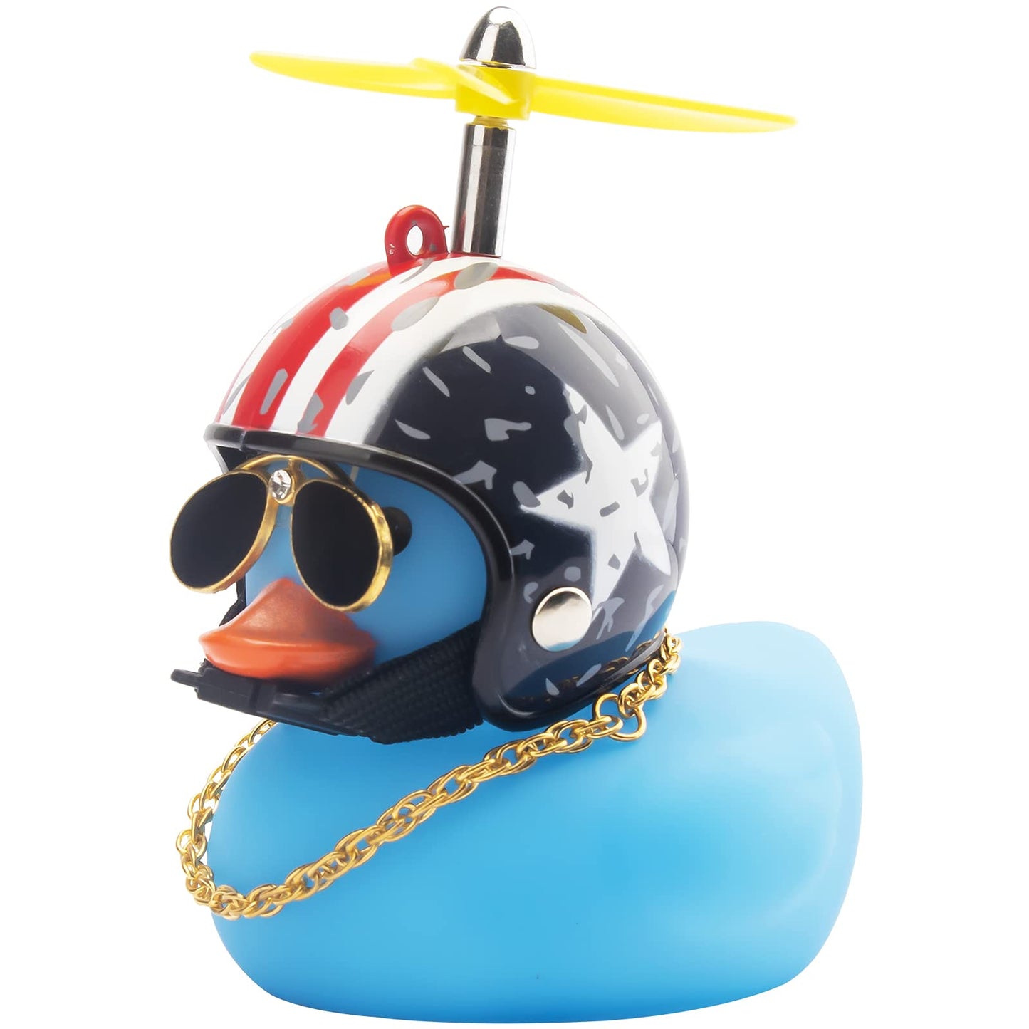 Wonuu Rubber Duck Toy Car Decoration Ornaments Blue Duck Car Dashboard Decorations Cool Glasses Duck With Propeller Helmet