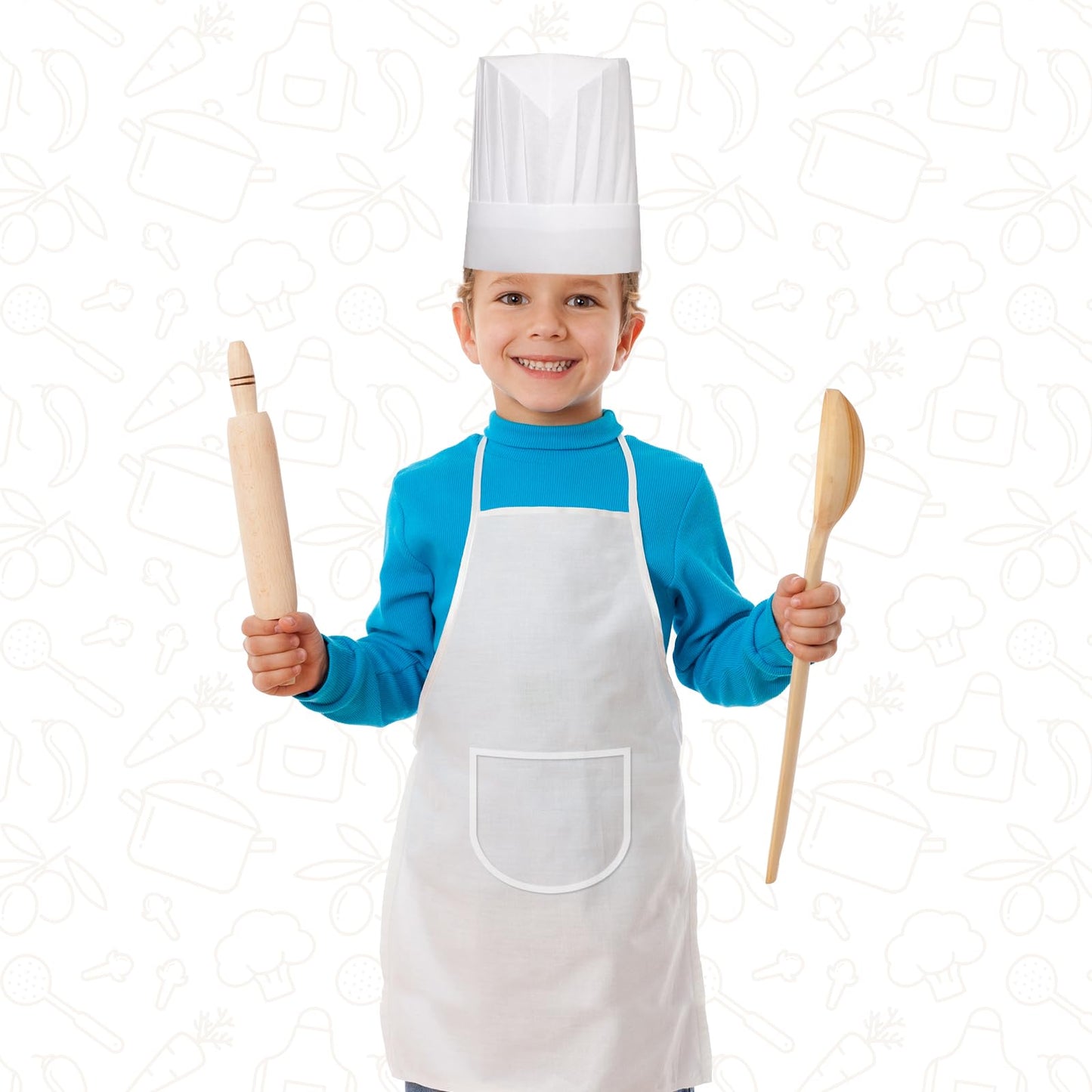 Ecoofor 24 Pieces Kid Aprons, Kid Chef Aprons with Pocket Children Chef Apron for Boys Girl's Kitchen Cooking Baking Painting We