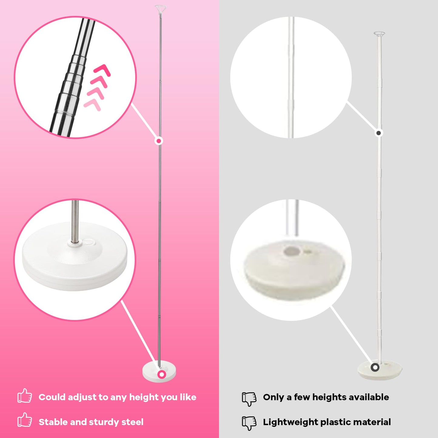 Voircoloria 7FT Adjustable Balloon Stand Kit Set of 2 for Halloween, Thanksgiving, New Year, Gender Reveal - Pink, Purple, Blue, Yellow, Green