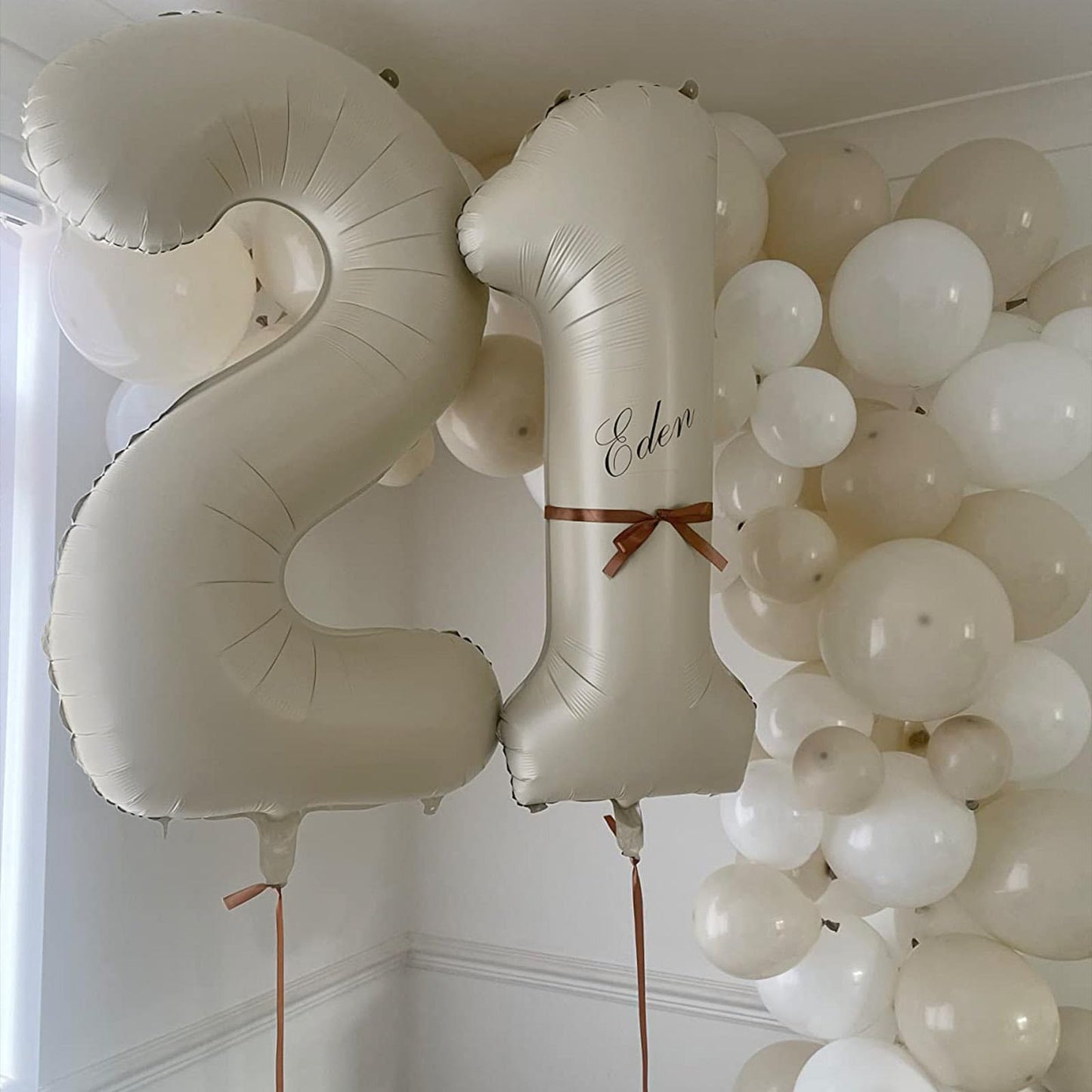 Paticool 40 Inch Beige Number Balloon 1, Large Cream Number Foil Mylar Balloons For Birthday Party Celebration Decorations Suppl