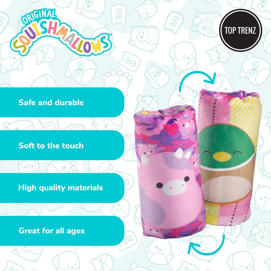 Top Trenz Squishmallows Flippin' Cute Reversible Water Wiggler, Sensory Plush Water Snake With Winston The Owl & Lola The Unicor