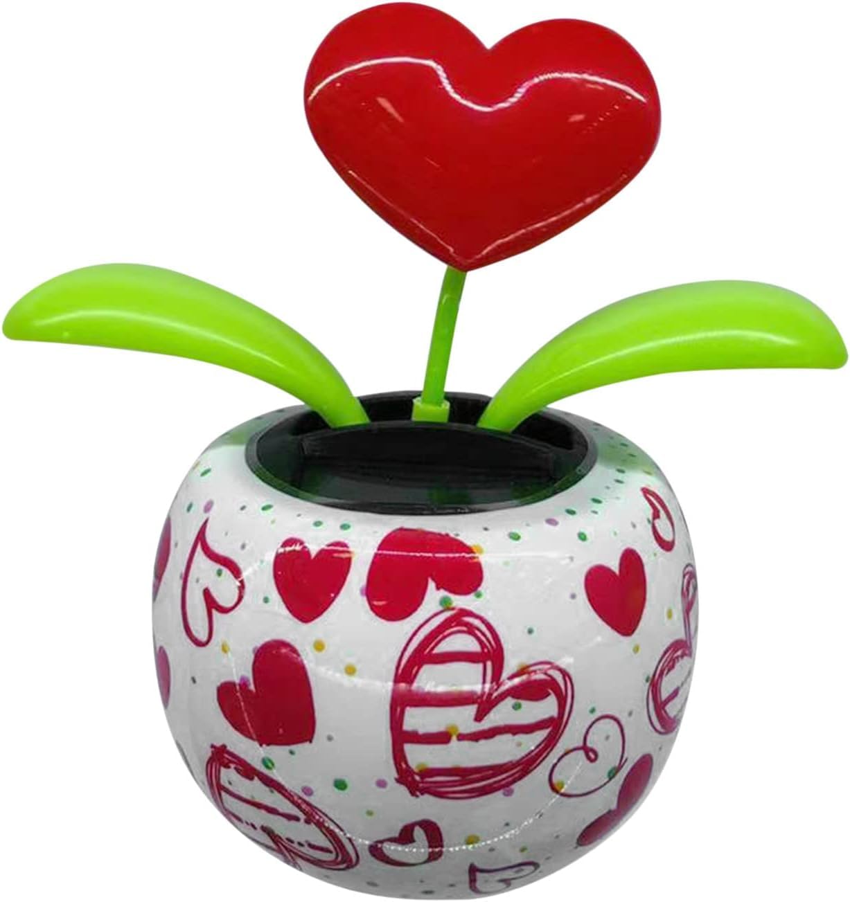 Red Solar Powered Dancing Figurines Toy - Solar Dance Flower, Heart Swing Dancing Flower In Pots, Shaking Head Ornament Car Dash