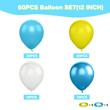 Yellow Blue Clear Balloon, 60 Pcs 12 Inches Metallic Blue Sponge Theme Balloons For Kids Cartoon Sponge Party Decorations Birthday Balloons Baby Shower Engagement Party Supplies