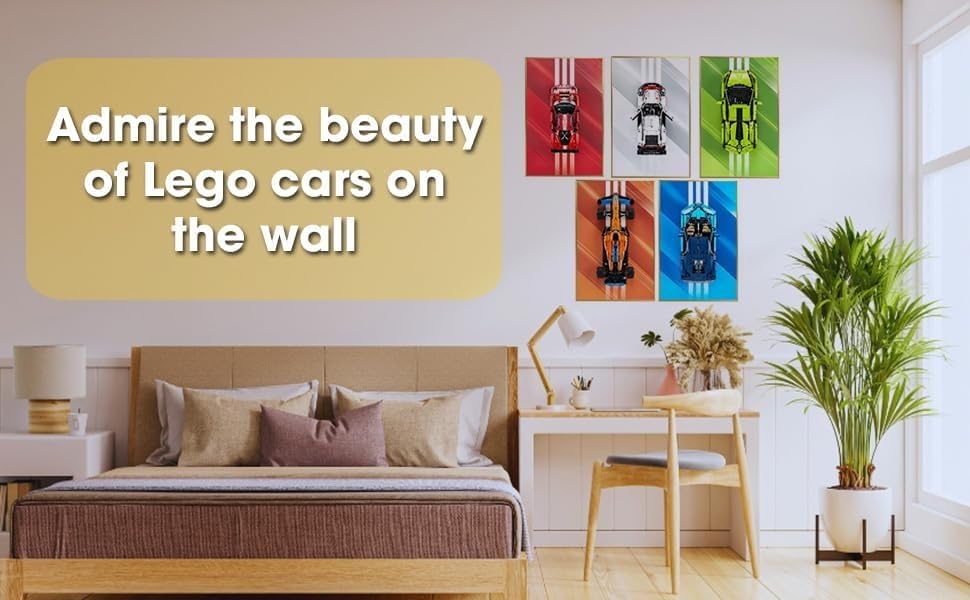 Metal Wall Mount For Lego Car Holder - Wheel Diameter 1.7 In / 43.2 Mm Compatible For Lego Cars Technic, Mclaren F1, Speed Champ