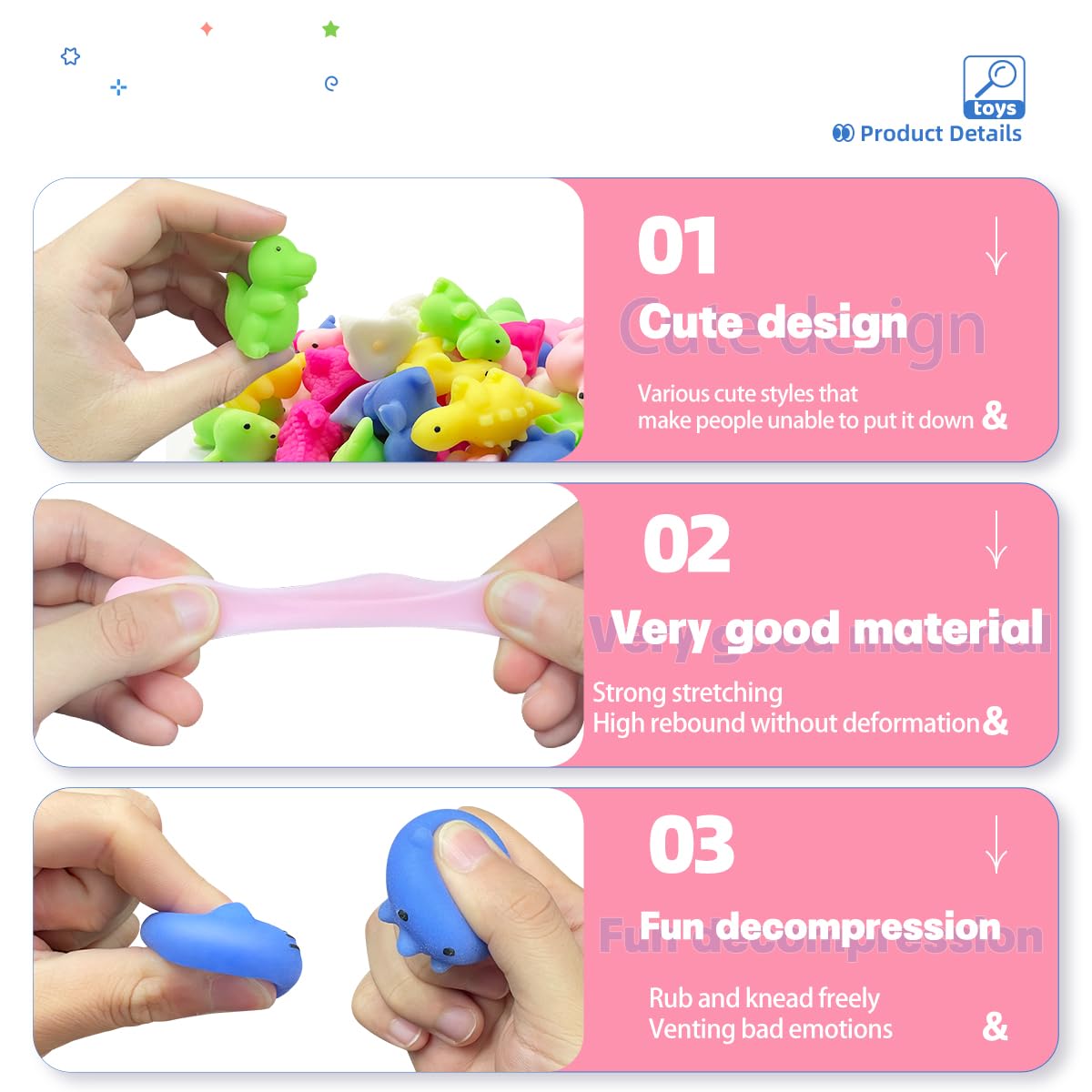 Onkull 24 Packs Valentines Day Squishy Toy Gift Cards For Kids, Kawaii Mochi To Squeeze With Cards, Mochi Squishy Toy Stress Rel