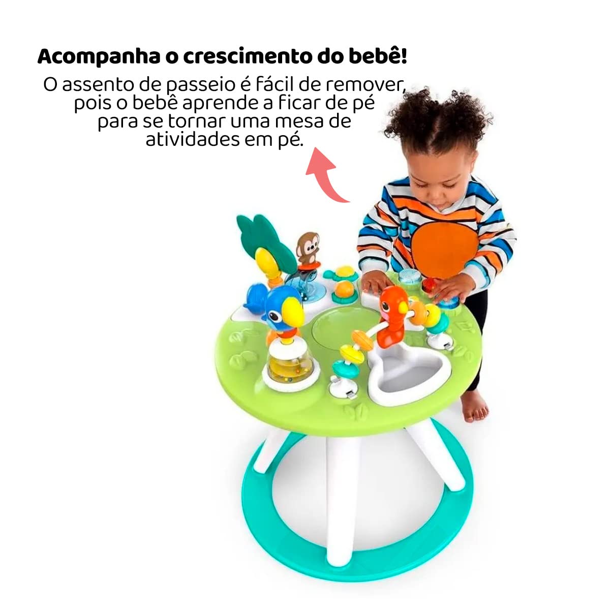 Bright Starts 2-in-1 Baby Walker & Activity Center, Tropical Cool, 6-24 Months, Model 11638, Plastic