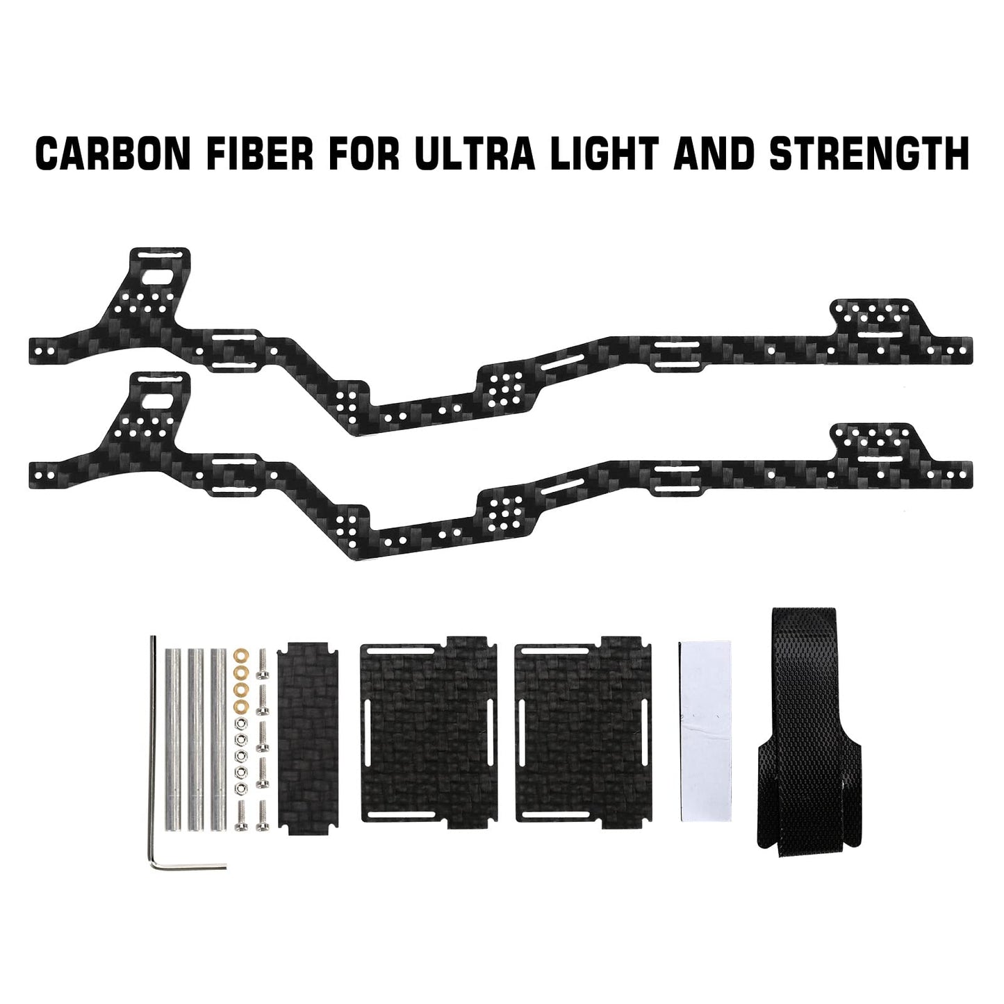 INJORA LCG Carbon Fiber Chassis Kit Frame Girder-Low Center of Gravity Chassis for Axial SCX24 Gladiator Dodge Power Wagon Upgra