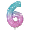 Gifloon Number 6 Balloon - 40 Inch Foil Balloon for 6th Birthday, Nylon, Space Gradient Color, Large Size