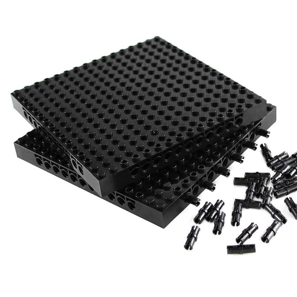 Feleph 18Pcs 5'' Base Brick 16X16 Black Plate 1/3 With Holes And Pin Pixel Art Painting Classic Blocks Compatible With 65803 367