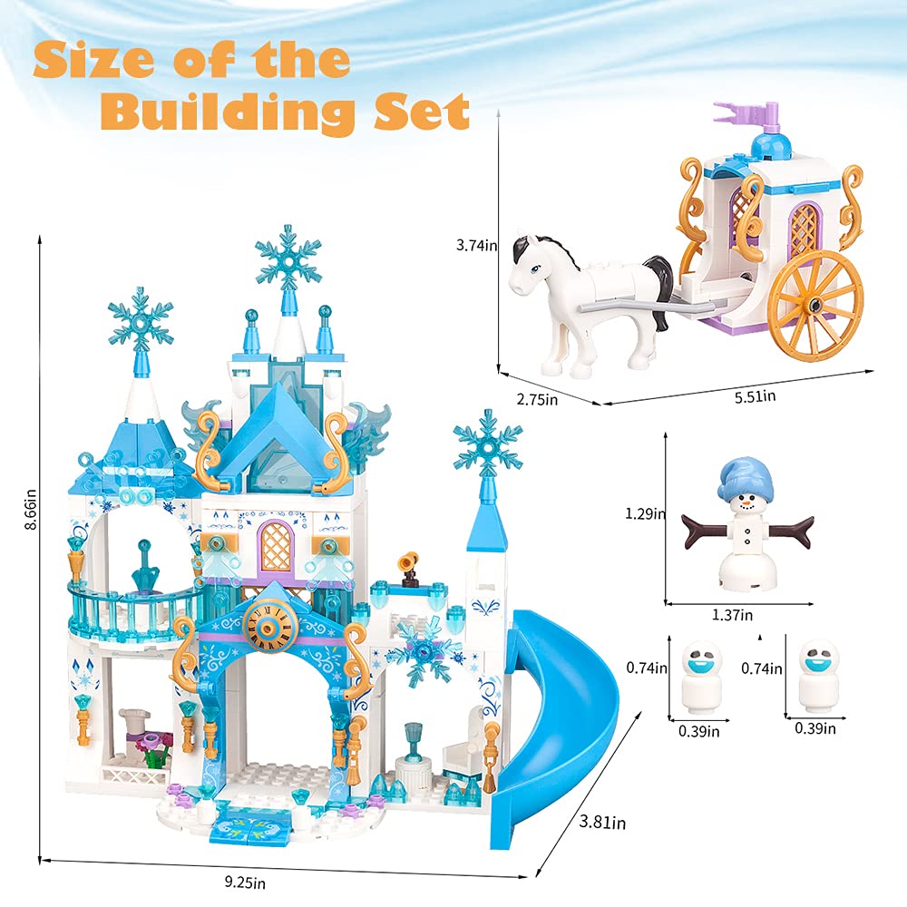 Leyi Girls Castle Building Blocks Toys For Girls 377 Pieces Ice Princess Castle Construction Toys Set Snow Castle Building Brick