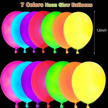 110 Pack Colored Uv Neon Balloons Glow Balloons Neon Party Decorations Glow In The Dark Party Supplies Balloons Black Light Neon