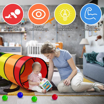 Kids Play Tunnel For Toddlers 1-3 Colorful Pop Up Baby Tunnel For Kids To Crawl Through 6 Foot With Breathable Mesh Collapsible