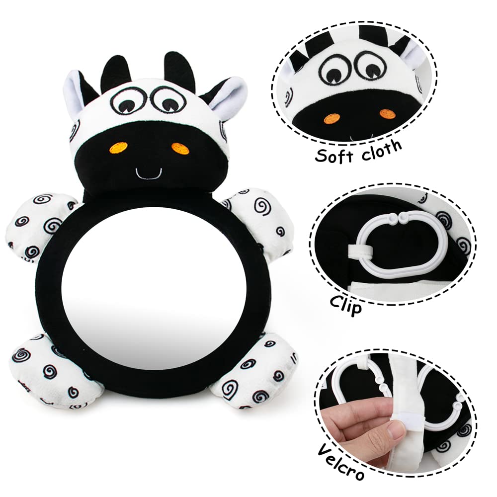 Inbeby Baby Mirror Toys, Multi-Function Baby Mirror High Contrast Black and White, Tummy Time Mirror Easy to Install, Baby Infan
