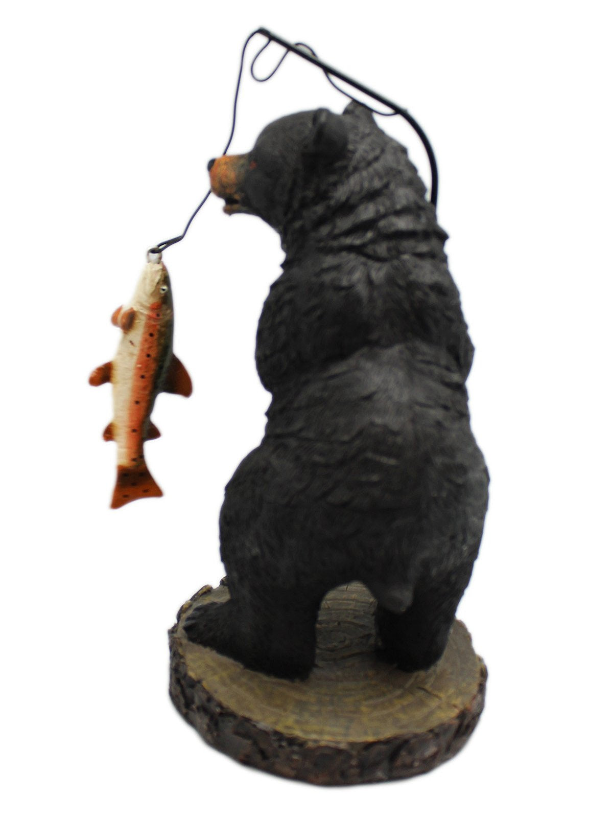 Stealstreet Ss-G-54267 Black Bear Fishing On Black Rock Figurine, 7'