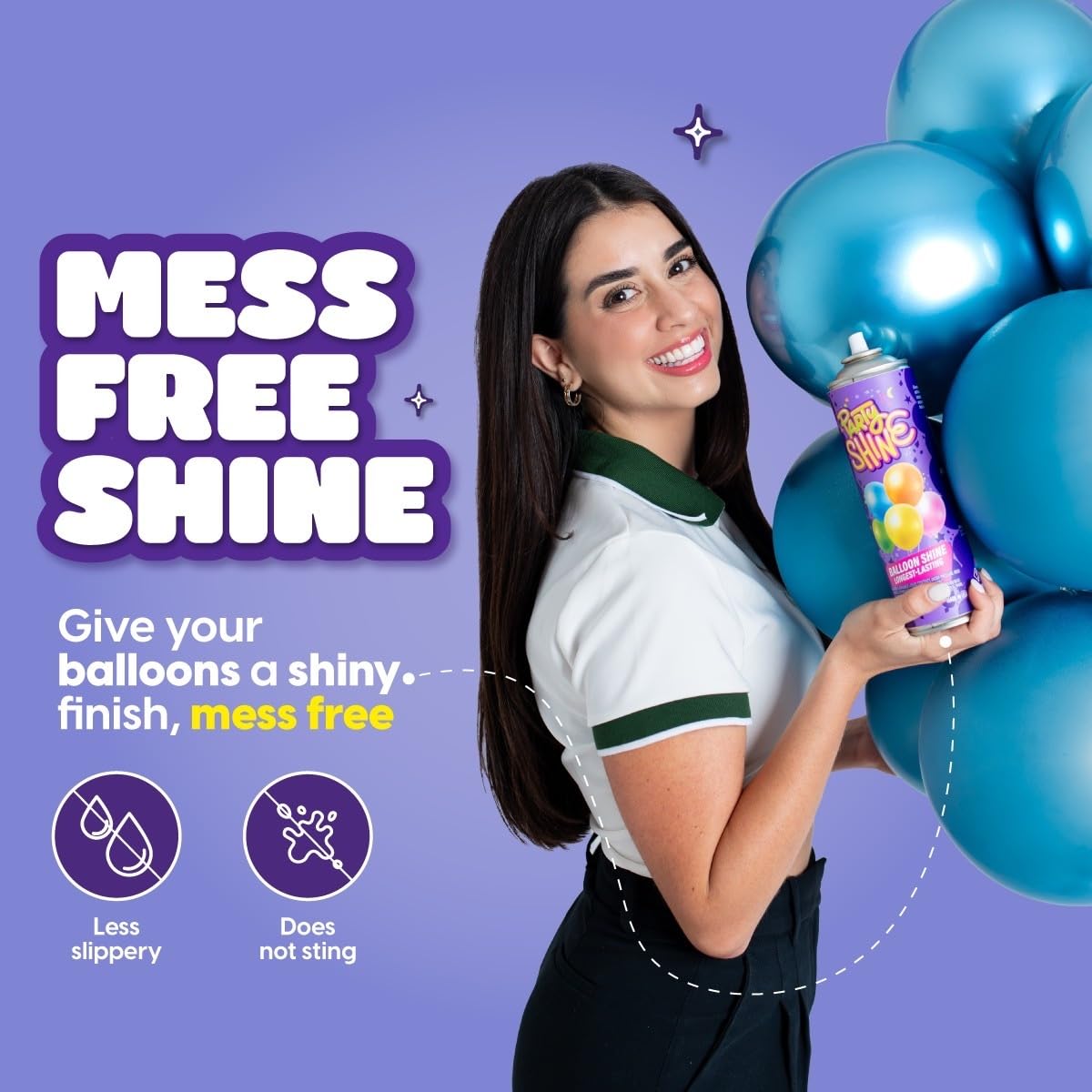 Shiny Fiesta Shine Spray for Latex Balloons, Waterproof Silicone Formula, 13oz (2 Pack), Fragrance-Free, Original Color